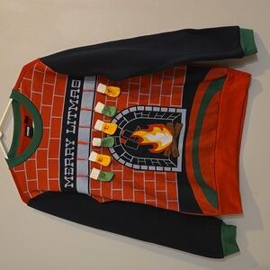 Mad Engine Ugly Christmas Sweater Merry Litmas Fire Place Large